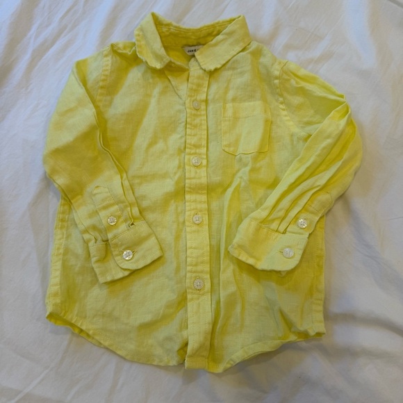 Janie and Jack Other - Janie and Jack Yellow Button Down Linen Shirt with Long Sleeves 18-24 months